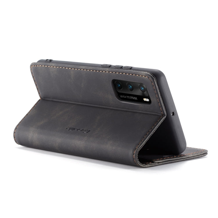 Para Huawei P40 CaseMe-013 Estuche de cuero con tapa horizontal multifuncional con ranura para tarjeta, soporte y billetera (negro)