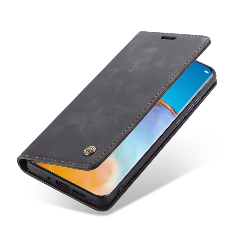 Para Huawei P40 CaseMe-013 Estuche de cuero con tapa horizontal multifuncional con ranura para tarjeta, soporte y billetera (negro)