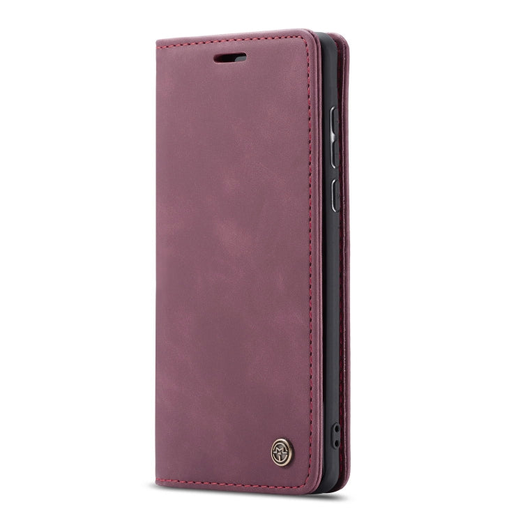 Para Huawei P40 CaseMe-013 Estuche de cuero con tapa horizontal multifuncional con ranura para tarjeta, soporte y billetera (rojo vino)