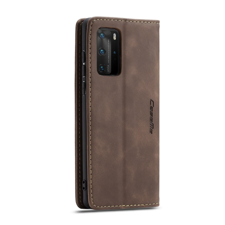 Para Huawei P40 Pro CaseMe-013 Estuche de cuero con tapa horizontal multifuncional con ranura para tarjeta, soporte y billetera (café)