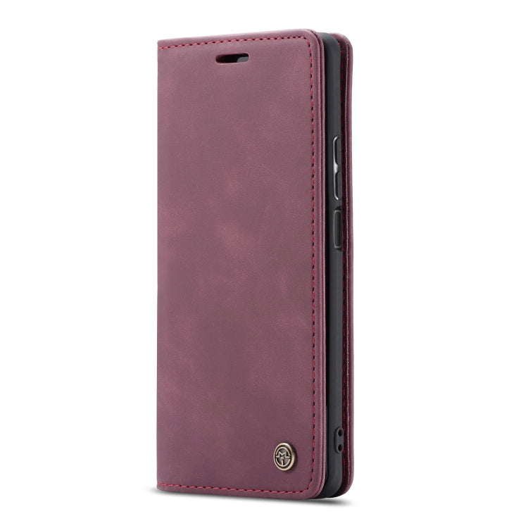 Para Huawei P40 Lite CaseMe-013 Estuche de cuero con tapa horizontal multifuncional con ranura para tarjeta, soporte y billetera (rojo vino)