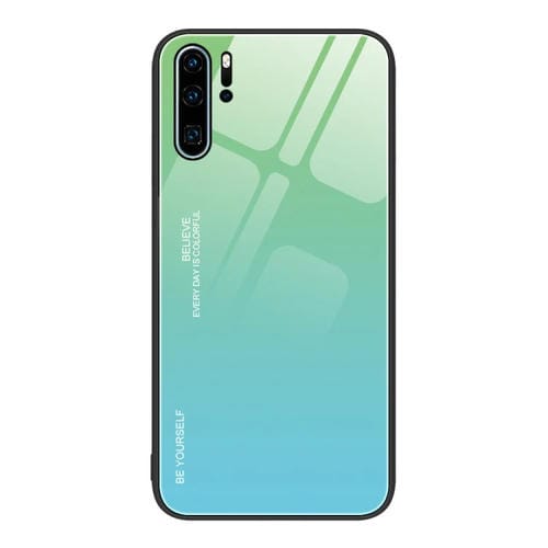 Para Huawei P30 Pro Estuche de vidrio de color degradado (verde cian)