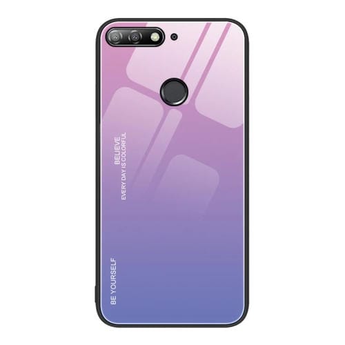 Para Huawei Enjoy 8e Gradient Color Glass Case (Rosa Púrpura)