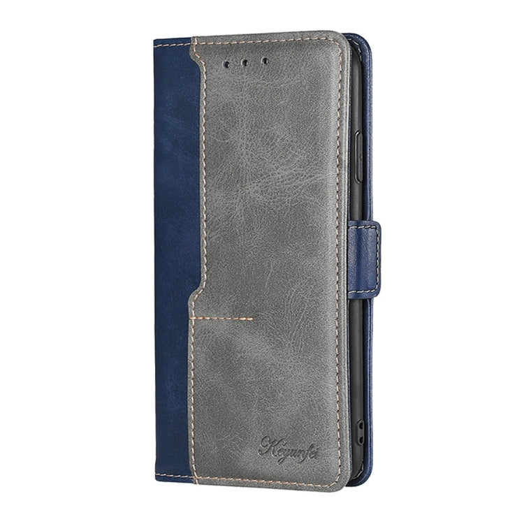 Caja de Teléfono de Cuero para Motorola Moto G32 4G con Hebilla Lateral (Azul + Gris)