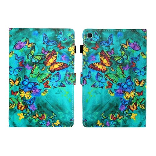 Estuche de Cuero para Hilo de Coser Plano Izquierdo y Derecho con Cubierta Bolígrafo Ranura Tarjeta Hebilla Tira Antideslizante Soporte (Mariposa Verde)