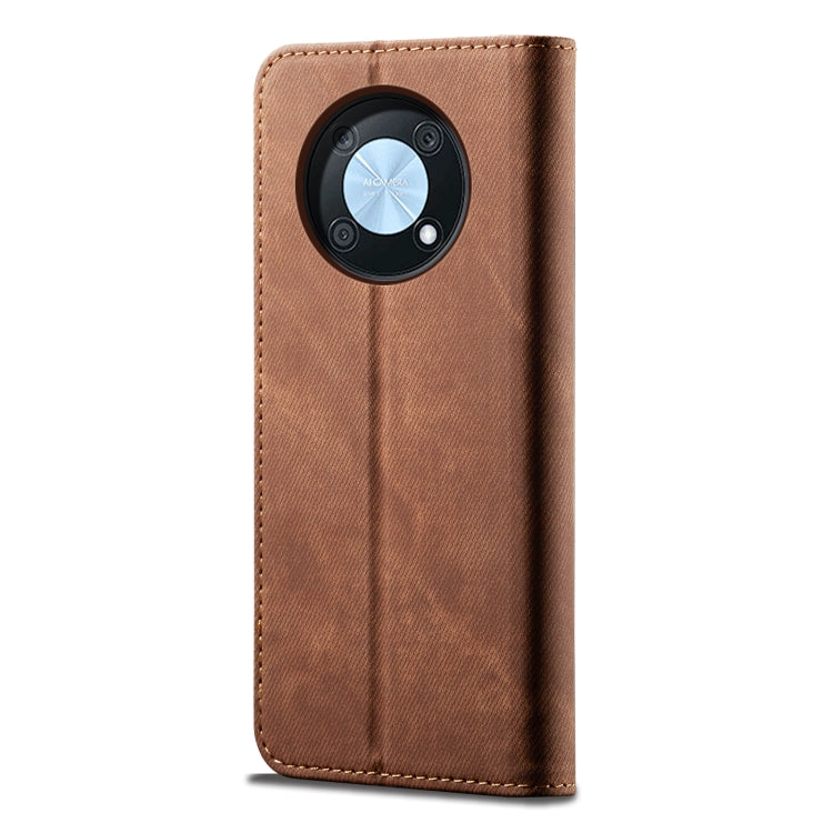 Funda de Cuero con Tapa Horizontal para Huawei Nova Y90 4G y Enjoy 50 Pro (Marrón)