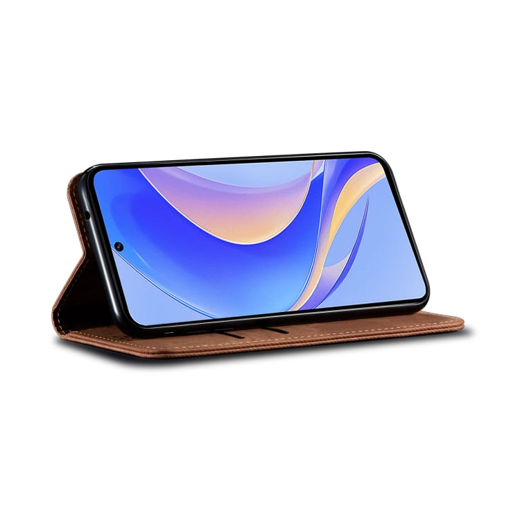 Funda de Cuero con Tapa Horizontal para Huawei Nova Y90 4G y Enjoy 50 Pro (Marrón)