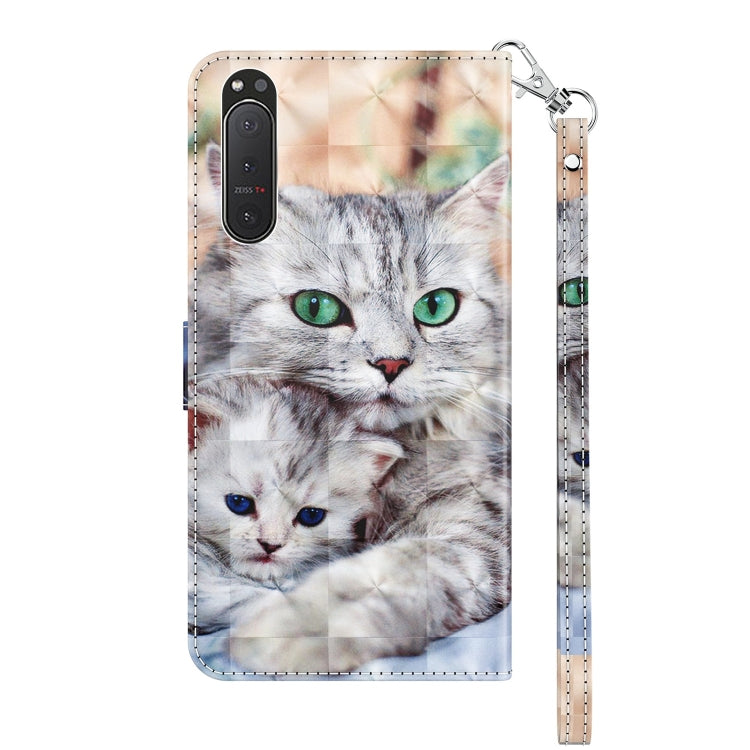 Funda de piel 3D para Sony Xperia 5 II con diseño Two Loving Cats