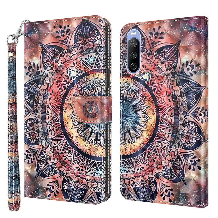 Funda para Sony Xperia 10 III de Cuero 3D Pintada con Diseño Mandala