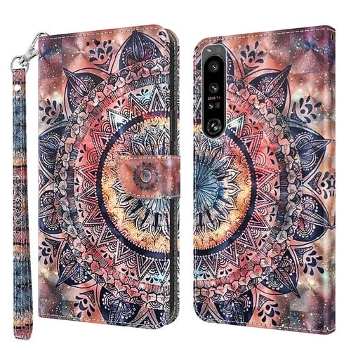 Funda de Cuero para Sony Xperia 1 IV Pintada en 3D (Mandala)