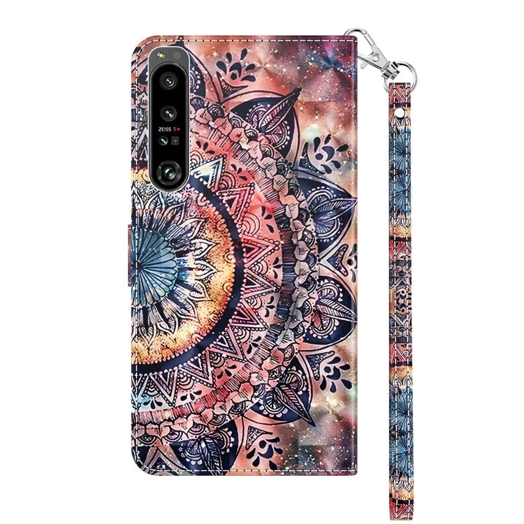 Funda de Cuero para Sony Xperia 1 IV Pintada en 3D (Mandala)