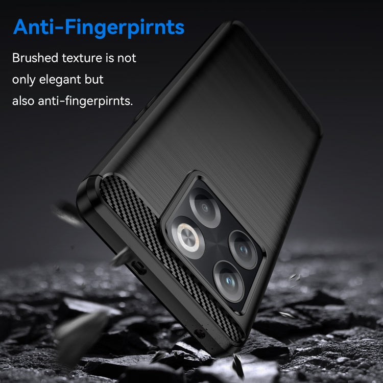 Funda de Teléfono TPU OnePlus 10T Fibra de Carbono Textura Cepillada (Negro)