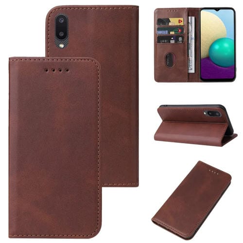 Funda para Samsung Galaxy A02 / M02 Cuero con Cierre Magnético (Marrón)