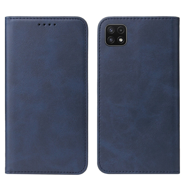 Caja de Teléfono de Cuero para Samsung Galaxy A22 5G Jp Versión con Cierre Magnético (Azul)
