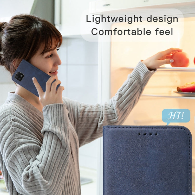 Caja de Teléfono de Cuero para Samsung Galaxy A22 5G Jp Versión con Cierre Magnético (Azul)