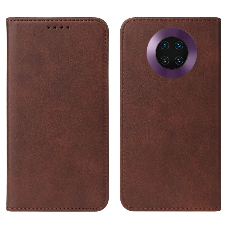 Para Huawei Mate 30E Pro 5G Funda de cuero con cierre magnético (Marrón)