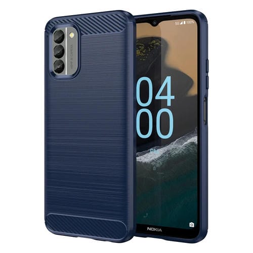 Para Nokia G400 5G Funda de teléfono TPU de fibra de carbono con textura cepillada (Azul)