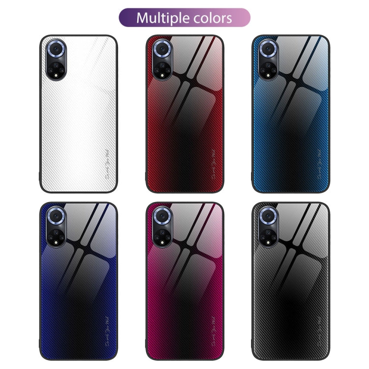 Para Huawei nova 9 Textura Gradient Glass TPU Phone Case (Rose Red)
