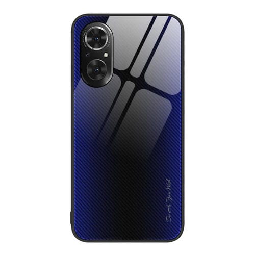 Para Honor 50 SE Texture Gradient Glass TPU Phone Case (Azul oscuro)