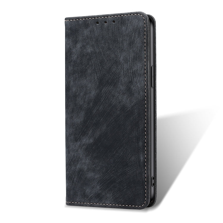 Para Huawei nova Y90 4G RFID Funda de teléfono de cuero magnético con cepillo antirrobo (negro)