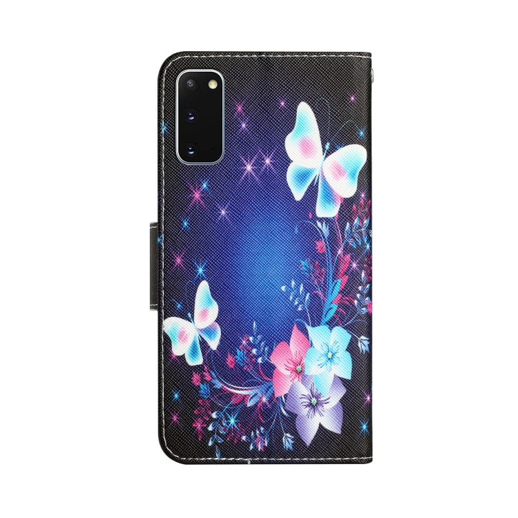 Para Samsung Galaxy S20 Estuche para teléfono de cuero con dibujo coloreado (mariposa)
