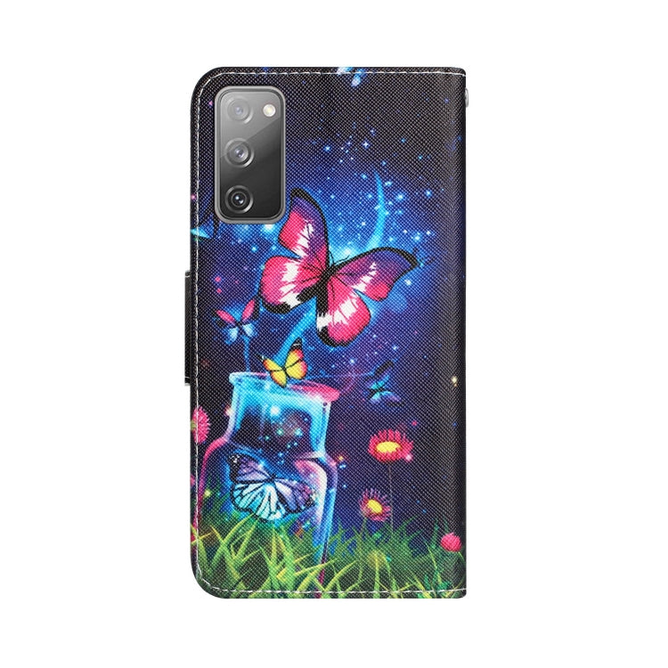 Para Samsung Galaxy S20 FE Estuche para teléfono de cuero con dibujo coloreado (mariposa de botella)