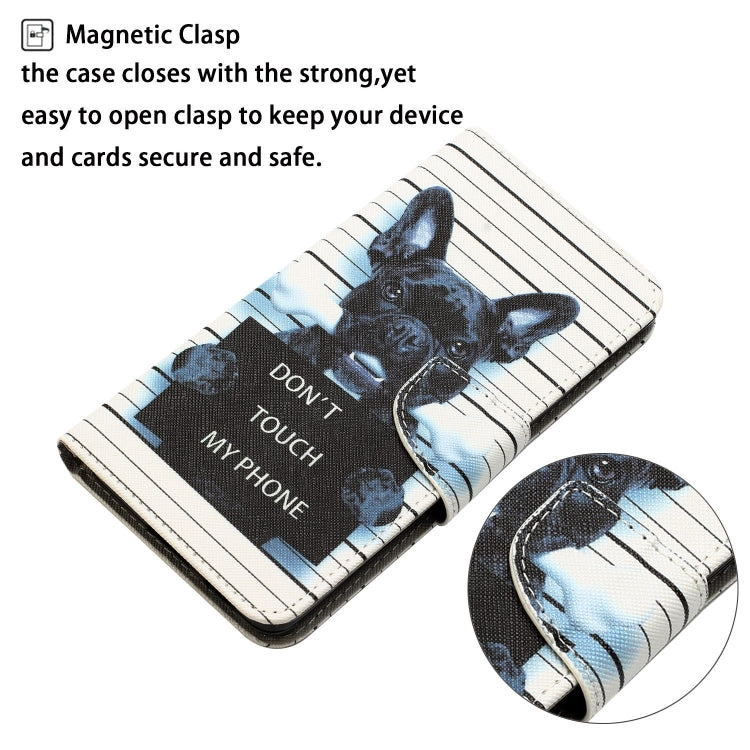 Para Samsung Galaxy S21 FE 5G Estuche para teléfono de cuero con dibujo coloreado (perro negro)