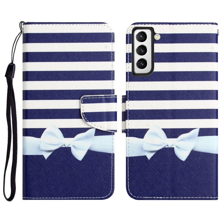 Para Samsung Galaxy S21 FE 5G Estuche para teléfono de cuero con dibujo coloreado (nudo de lazo)