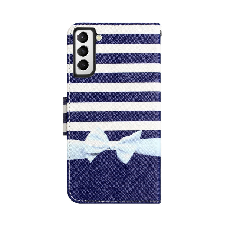 Para Samsung Galaxy S21 FE 5G Estuche para teléfono de cuero con dibujo coloreado (nudo de lazo)