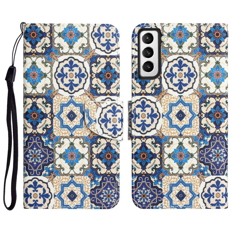 Para Samsung Galaxy S21+ 5G Estuche para teléfono de cuero con dibujo coloreado (tótem vintage)
