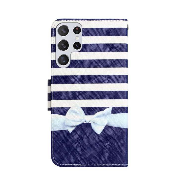 Para Samsung Galaxy S22 Ultra 5G Estuche para teléfono de cuero con dibujo coloreado (nudo de lazo)