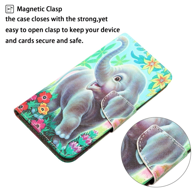 Para Samsung Galaxy A03 Core Dibujo coloreado Funda de cuero para teléfono (Elefante)