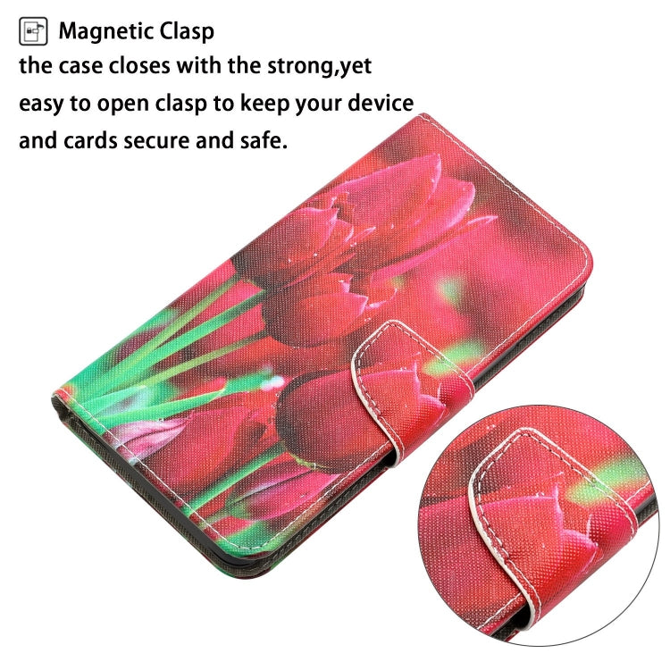 Para Samsung Galaxy A03 Core Colored Drawing Leather Phone Case (Tulipanes)