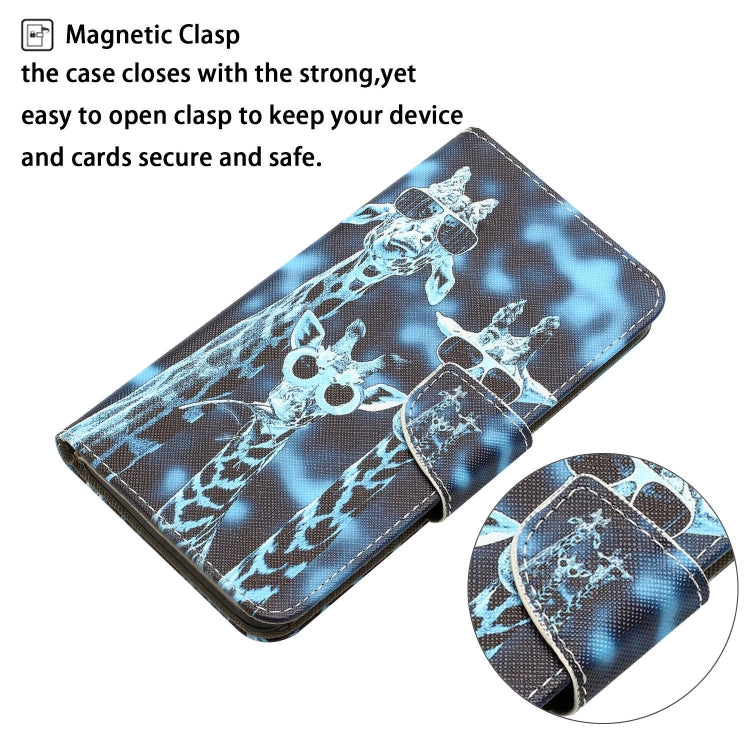 Para Samsung Galaxy A03s Funda de teléfono de cuero con dibujo coloreado (jirafas)