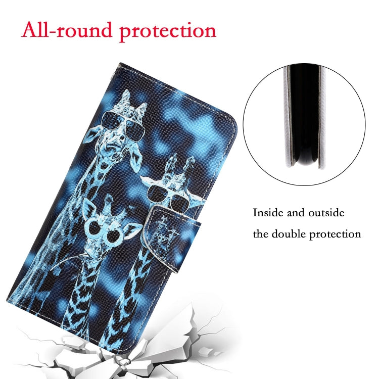 Para Samsung Galaxy A03s Funda de teléfono de cuero con dibujo coloreado (jirafas)