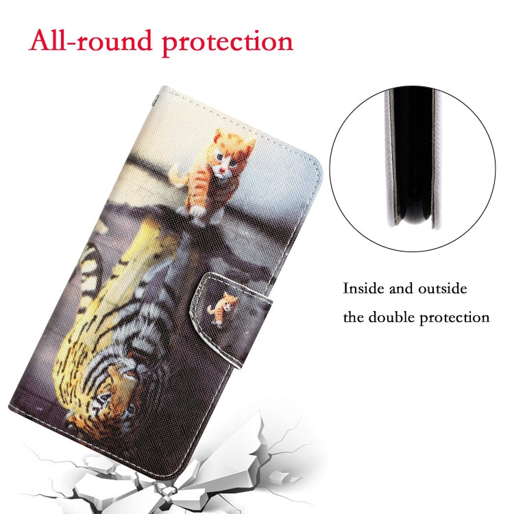 Para Samsung Galaxy A03s Funda de teléfono de cuero con dibujo coloreado (Tigre)