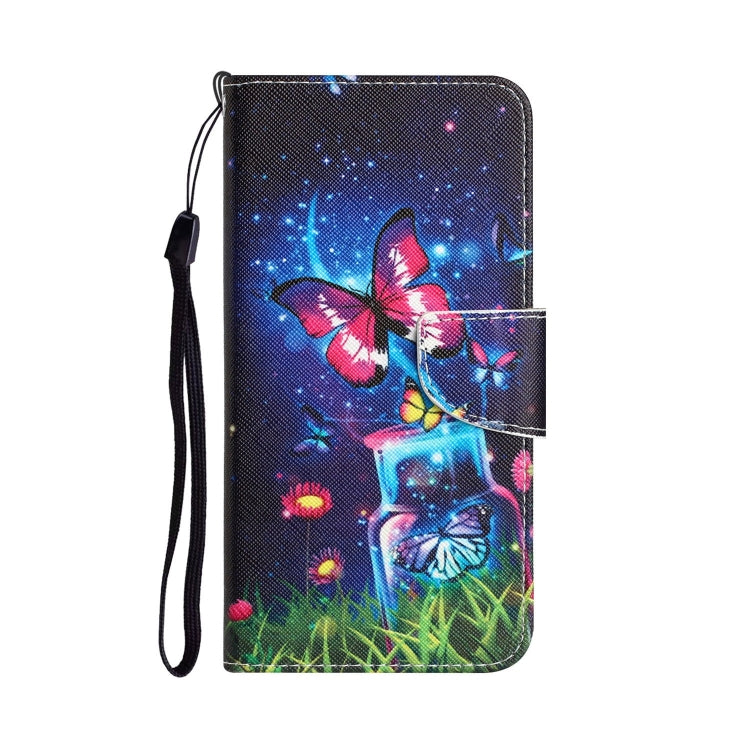 Para Samsung Galaxy A11 Estuche de teléfono de cuero con dibujo coloreado (mariposa de botella)