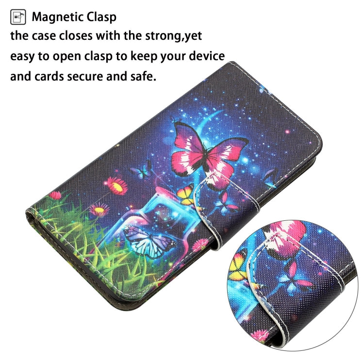 Para Samsung Galaxy A11 Estuche de teléfono de cuero con dibujo coloreado (mariposa de botella)