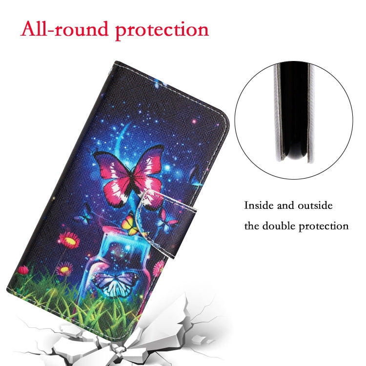 Para Samsung Galaxy A11 Estuche de teléfono de cuero con dibujo coloreado (mariposa de botella)