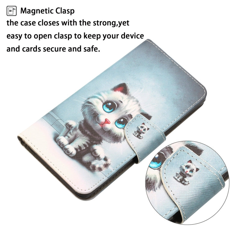 Para Samsung Galaxy A13 5G Estuche de teléfono de cuero con dibujo coloreado (ojos azules)