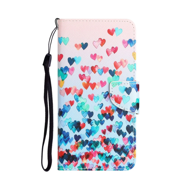 Para Samsung Galaxy A20 / A30 Estuche para teléfono de cuero con dibujo a color (Corazón)