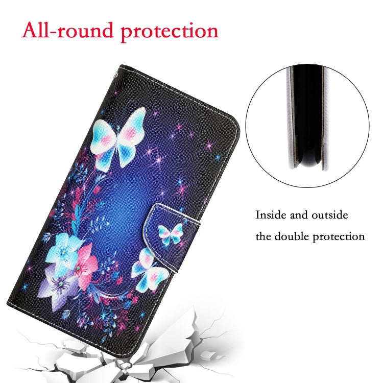 Para Samsung Galaxy A20 / A30 Estuche para teléfono de cuero con dibujo a color (mariposa)