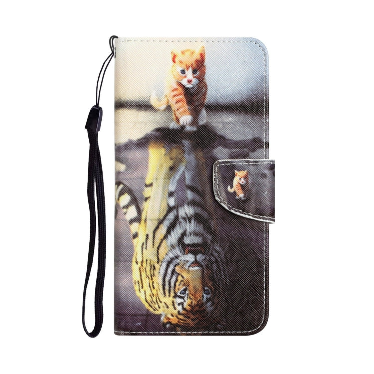 Para Samsung Galaxy A21s Funda de teléfono de cuero con dibujo coloreado (Tigre)