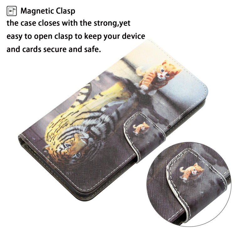 Para Samsung Galaxy A21s Funda de teléfono de cuero con dibujo coloreado (Tigre)