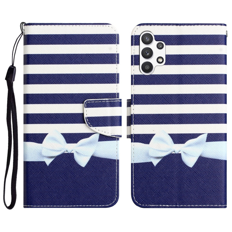 Para Samsung Galaxy A32 5G Estuche para teléfono de cuero con dibujo coloreado (nudo de lazo)