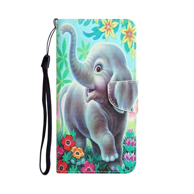 Para Samsung Galaxy A51 Estuche para teléfono de cuero con dibujo coloreado (elefante)