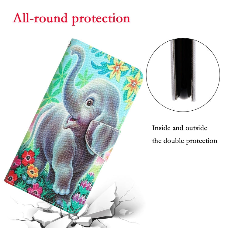 Para Samsung Galaxy A51 Estuche para teléfono de cuero con dibujo coloreado (elefante)