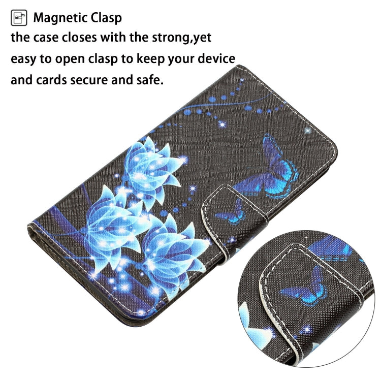 Para Samsung Galaxy A70 Estuche para teléfono de cuero con dibujo coloreado (mariposa azul)