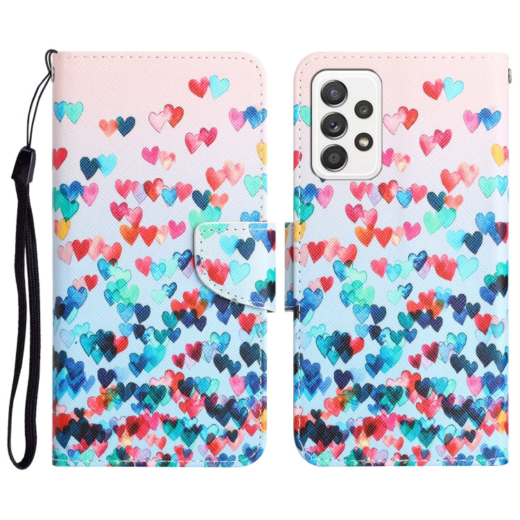 Para Samsung Galaxy A73 5G Estuche de teléfono de cuero con dibujo coloreado (Corazón)