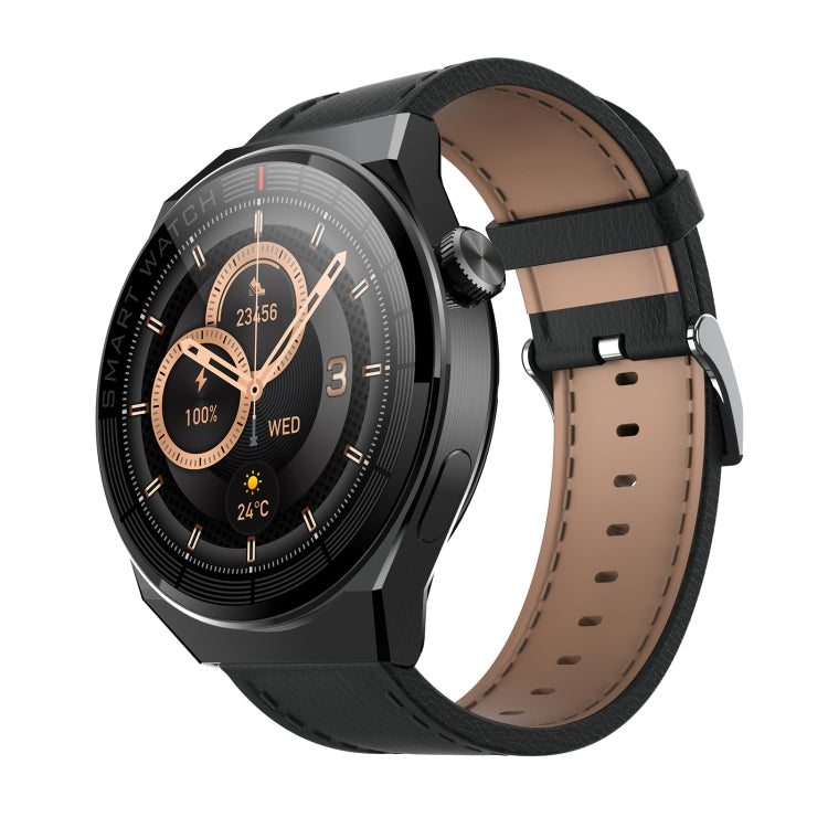 Reloj Inteligente Gw69 Plus Compatible con Llamadas Bt Frecuencia Cardíaca Presión Arterial Oxígeno En Sangre (Negro) + Correa de Cuero Negro